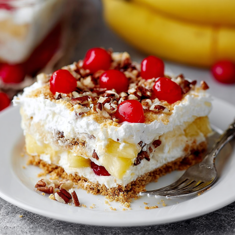 Delicious No-Bake Banana Split Cake Recipe