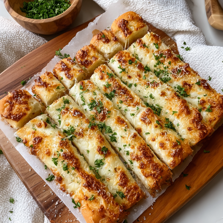Delicious Homemade Cheesy Garlic Breadsticks Recipe
