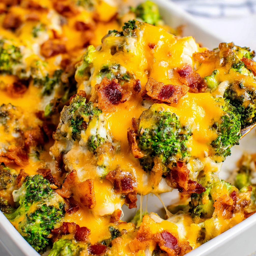 Amazing Cheesy Broccoli Bacon Chicken Bake Recipe!