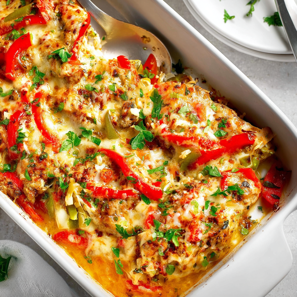 Awesome Weeknight Fajita Chicken Casserole Recipe!