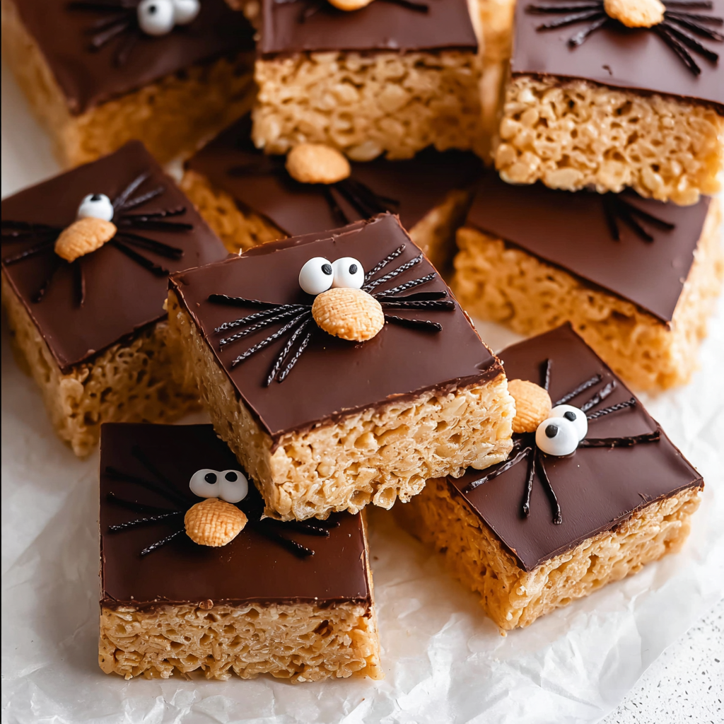 Easy Halloween Spooky Spider Krispie Bites!