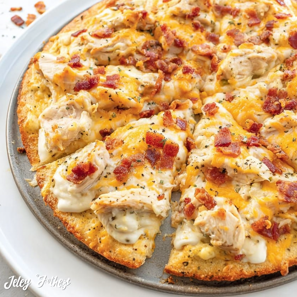 Keto Chicken Bacon Ranch Pizza Delight!