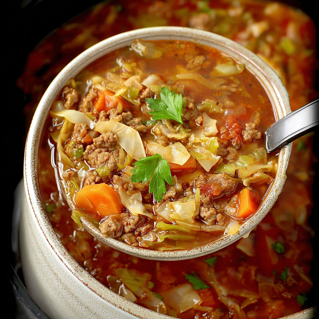 Comforting Slow Cooker Cabbage Roll Soup Recipe