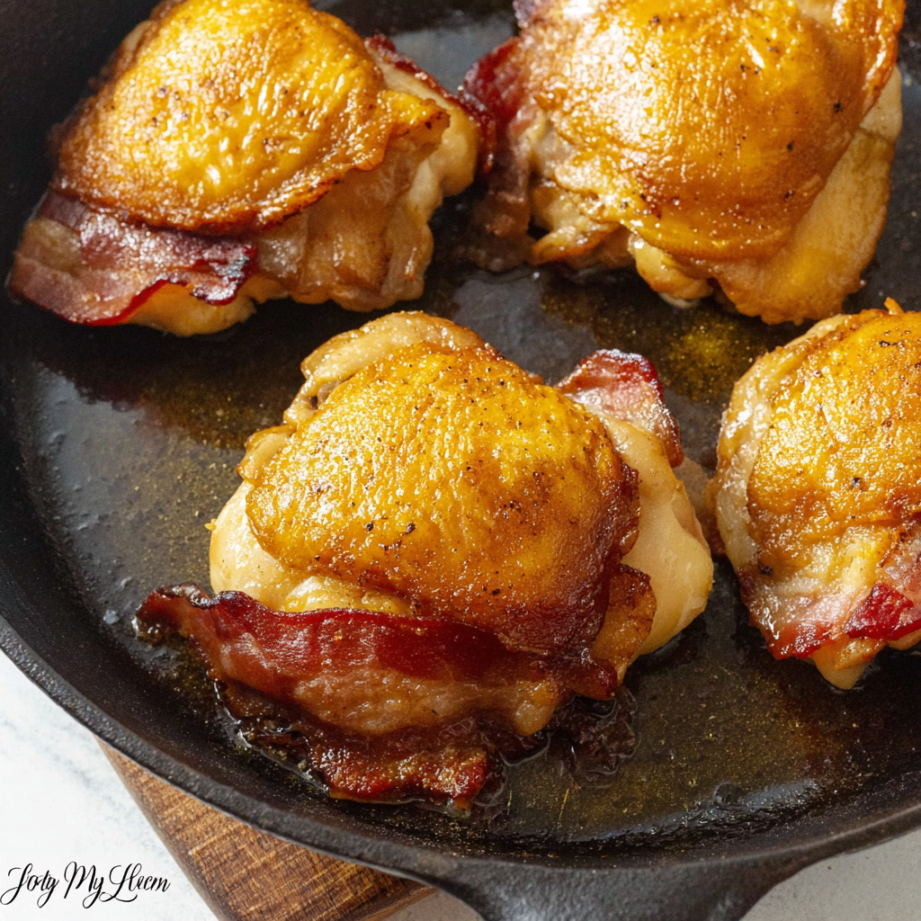 Crispy Cast Iron Chicken & Bacon Thighs! Quick