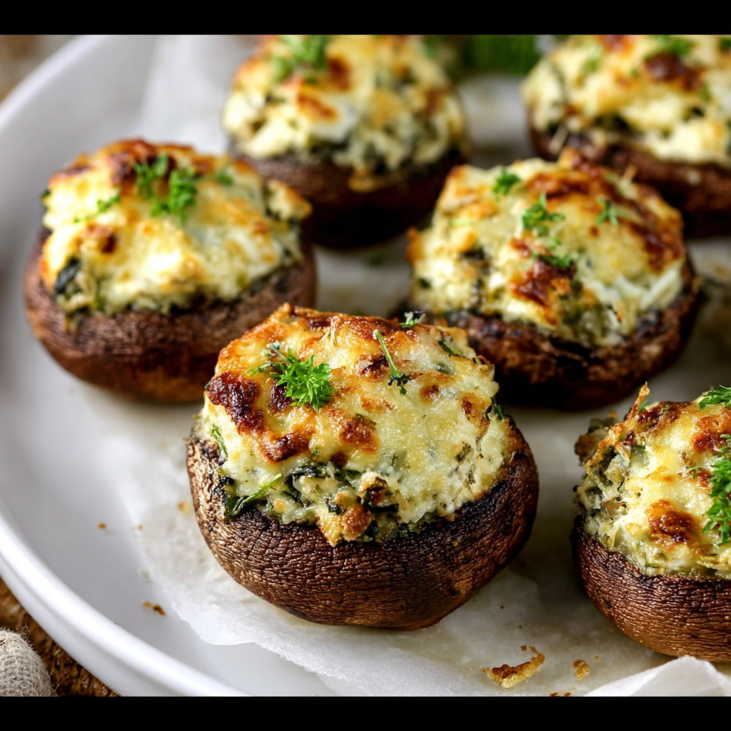 Delicious Spinach Artichoke Stuffed Mushrooms Dish