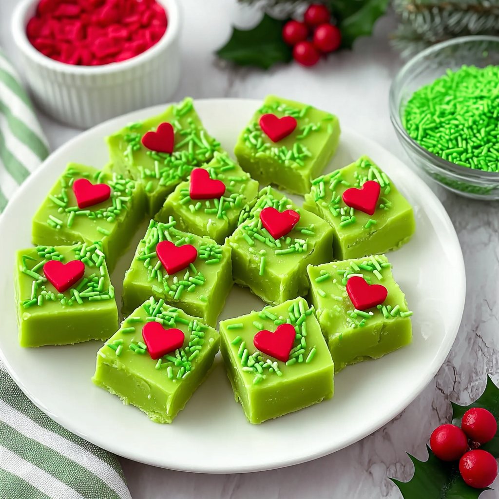 Easy No-Bake Grinch Fudge Recipe | Holiday Dessert!