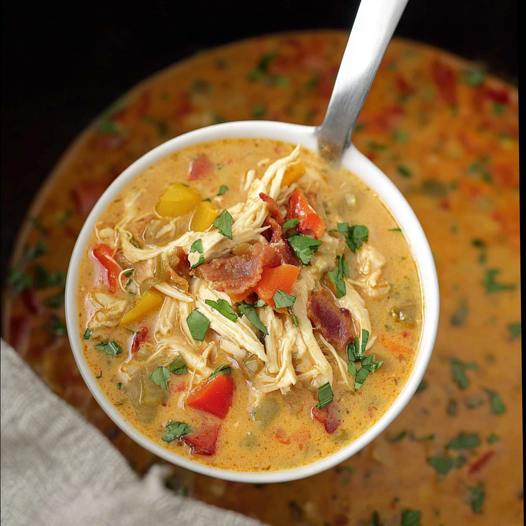 Easy Slow Cooker Chicken Fajita Soup