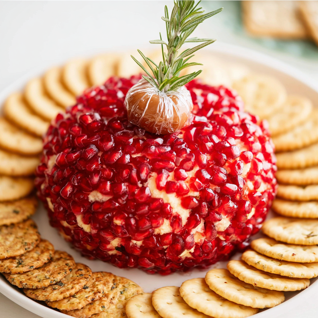 Festive Pomegranate Christmas Cheese Ball Recipe