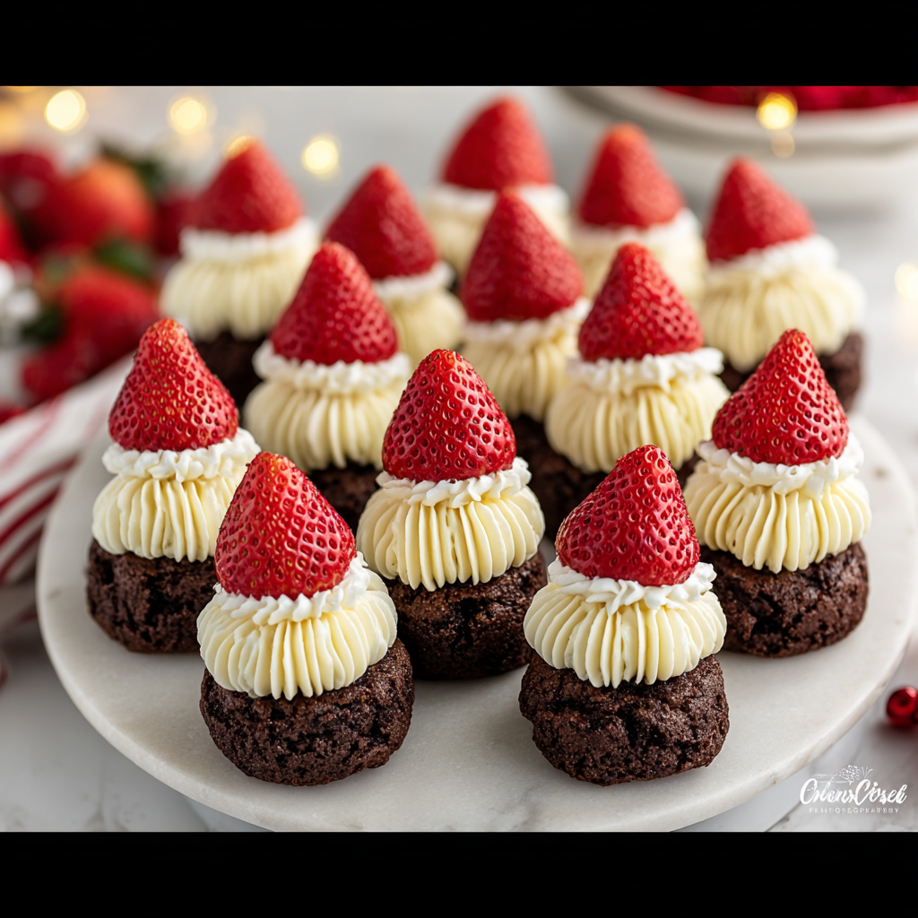 Festive Santa Hat Brownie Bites - Easy Christmas Fun