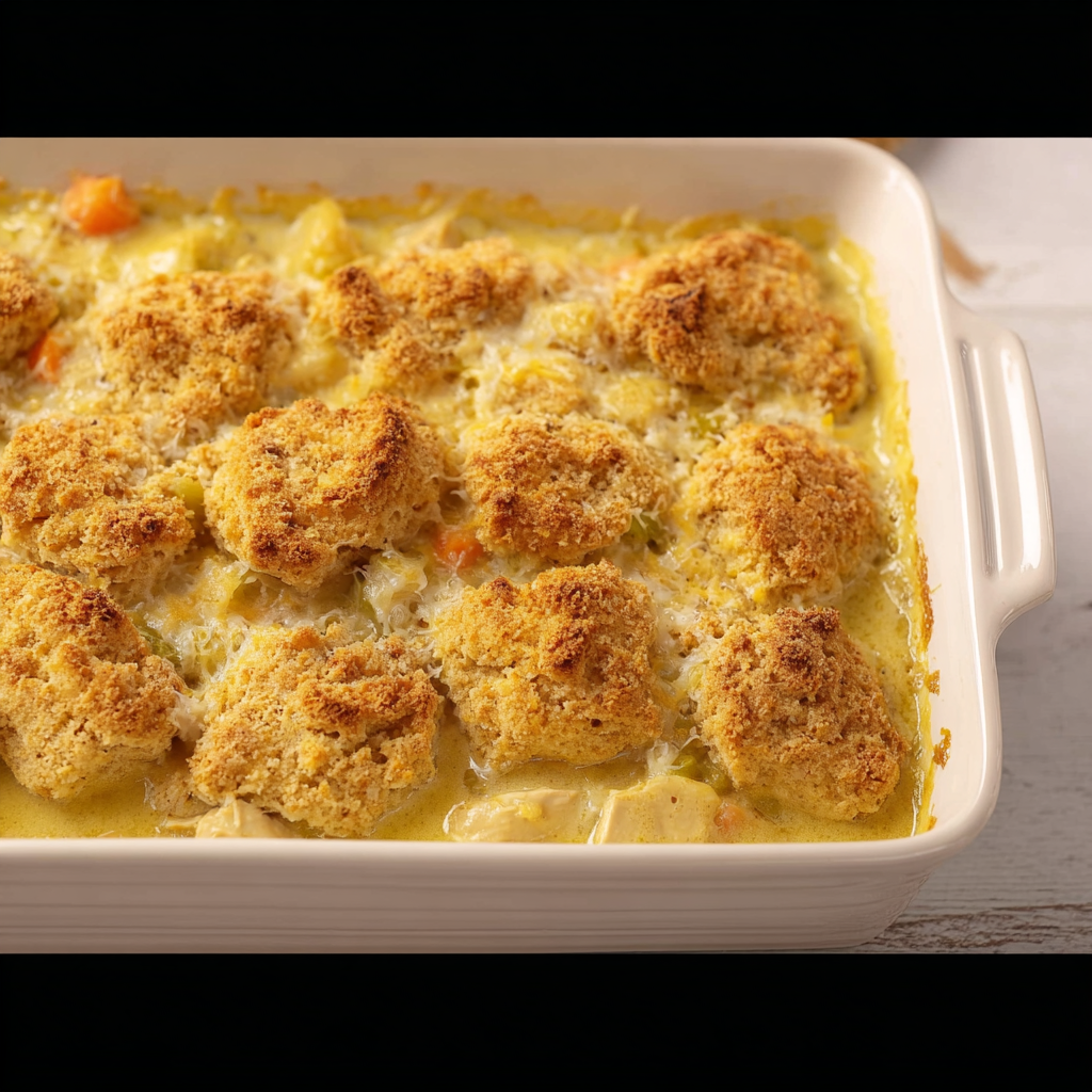 Keto Chicken Pot Pie with Cheddar Biscuit Topping!