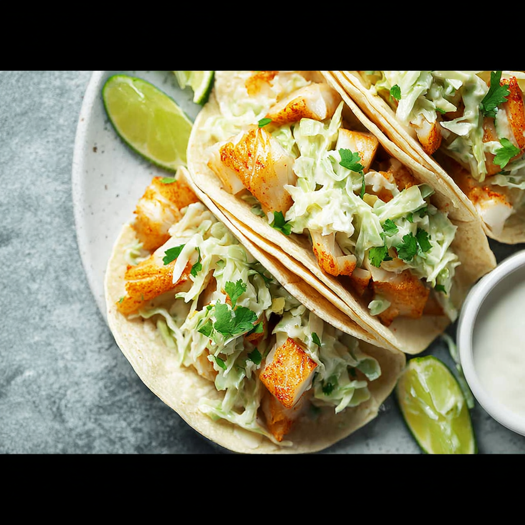 The Air Fryer Fish Tacos with Creamy Slaw