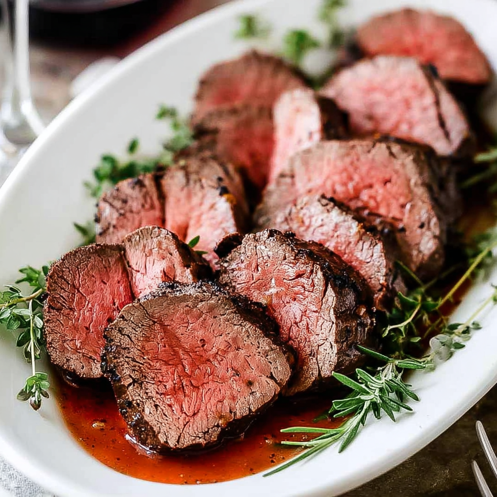 Christmas Beef Tenderloin with Red Wine Sauce
