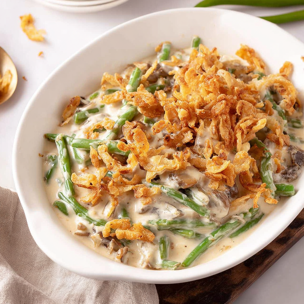 Christmas Comfort Green Bean Casserole (No Canned Soup)