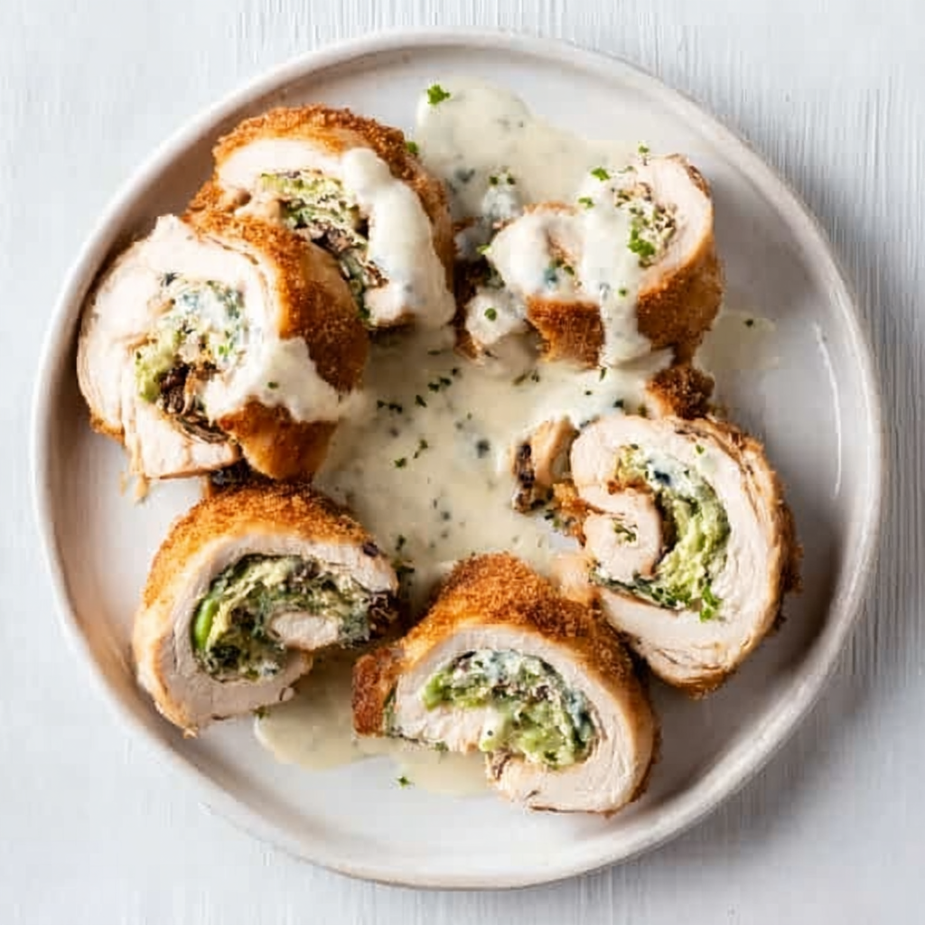 Christmas Stuffed Chicken Roulade w/ Creamy Sauce
