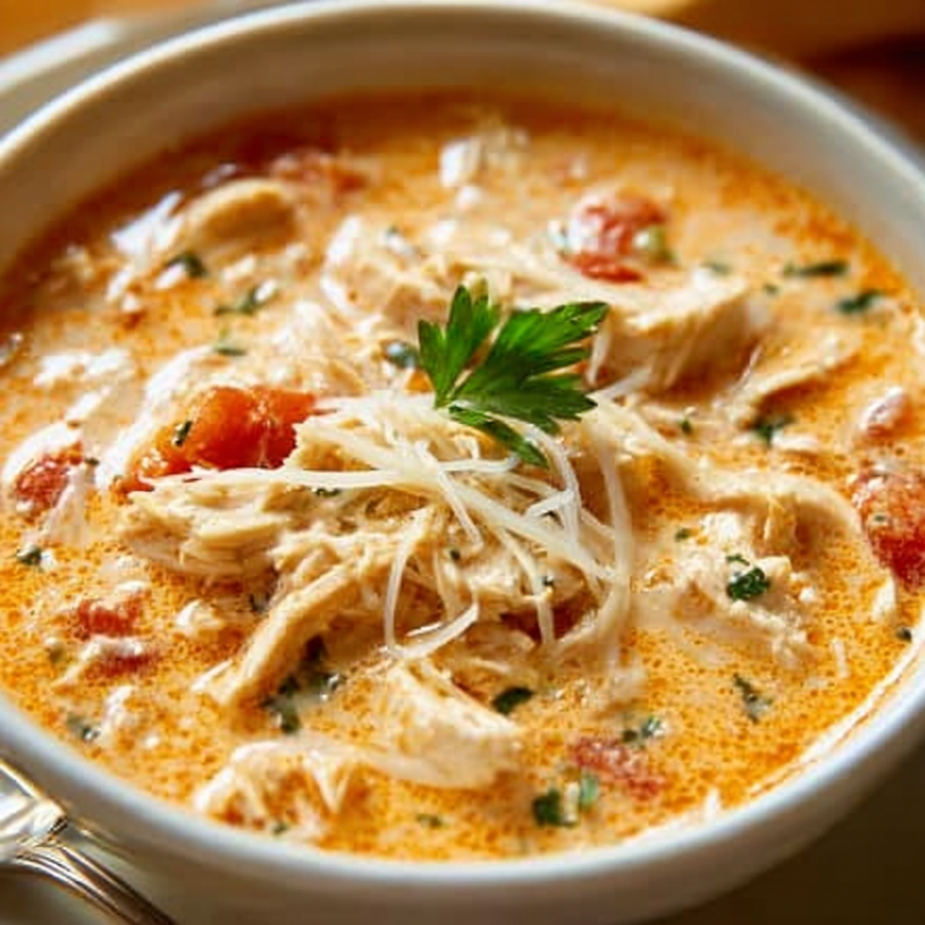 Cozy Xmas Slow Cooker Chicken Parm Soup