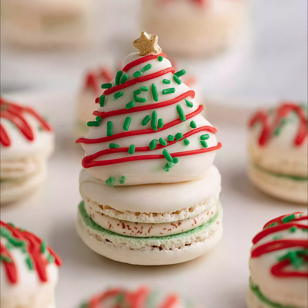 Delicious Christmas Tree Cake Macarons Recipe