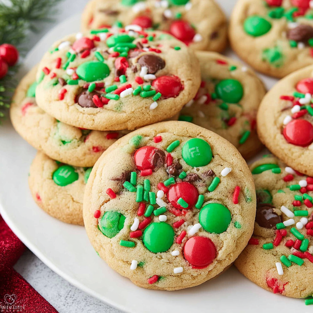 Delicious Easy & Chewy M&M Christmas Cookies