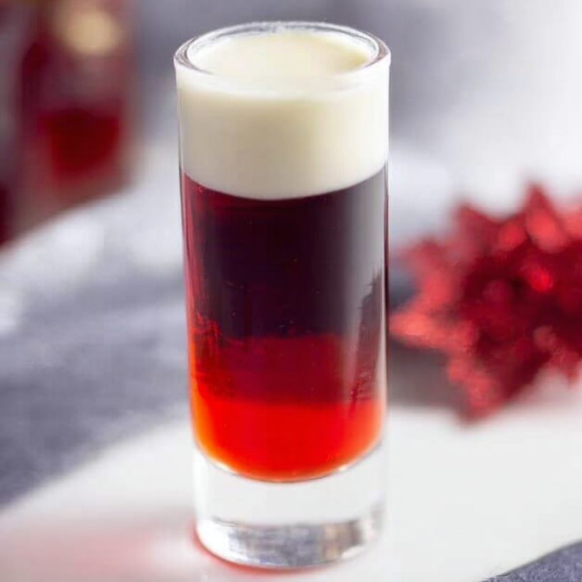 Delicious Festive Ruby & Cream Layered Cheer Shot!