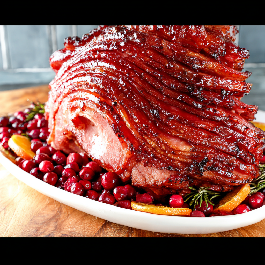 Festive Cranberry Glazed Ham Feast - Easy Recipe!
