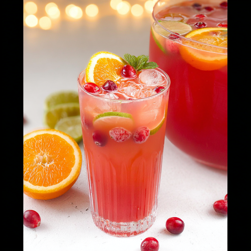 Holiday Cheer Fruit Punch Mocktail! Drink Recipe