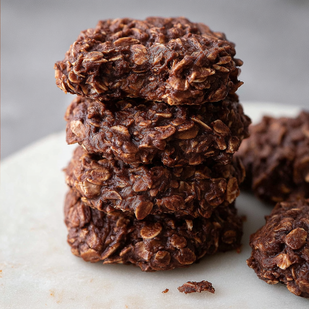No-Bake Chocolate Peanut Butter Oat Cookies - Easy