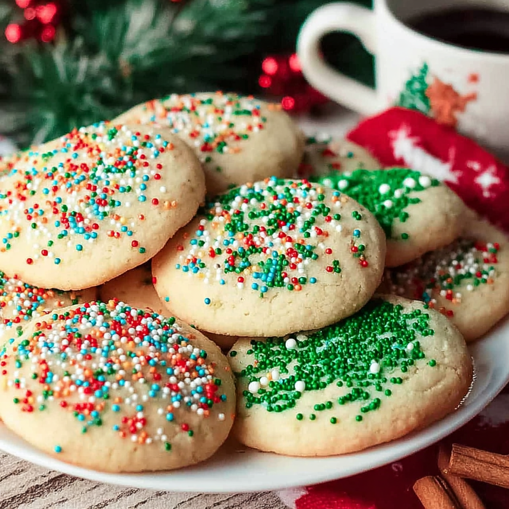 No-Roll Drop Christmas Sugar Cookies w/ Sprinkles!