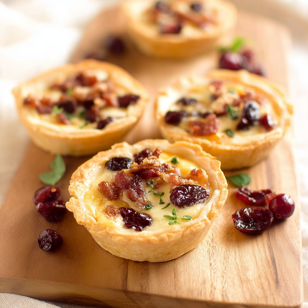 Quick Savory Bacon Cranberry Cheese Tartlets Recipe