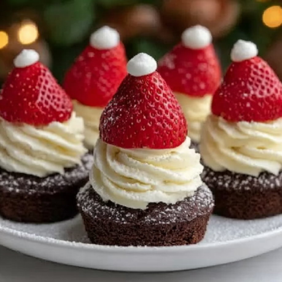 Santa Hat Brownie Bites: Festive Holiday Treat!
