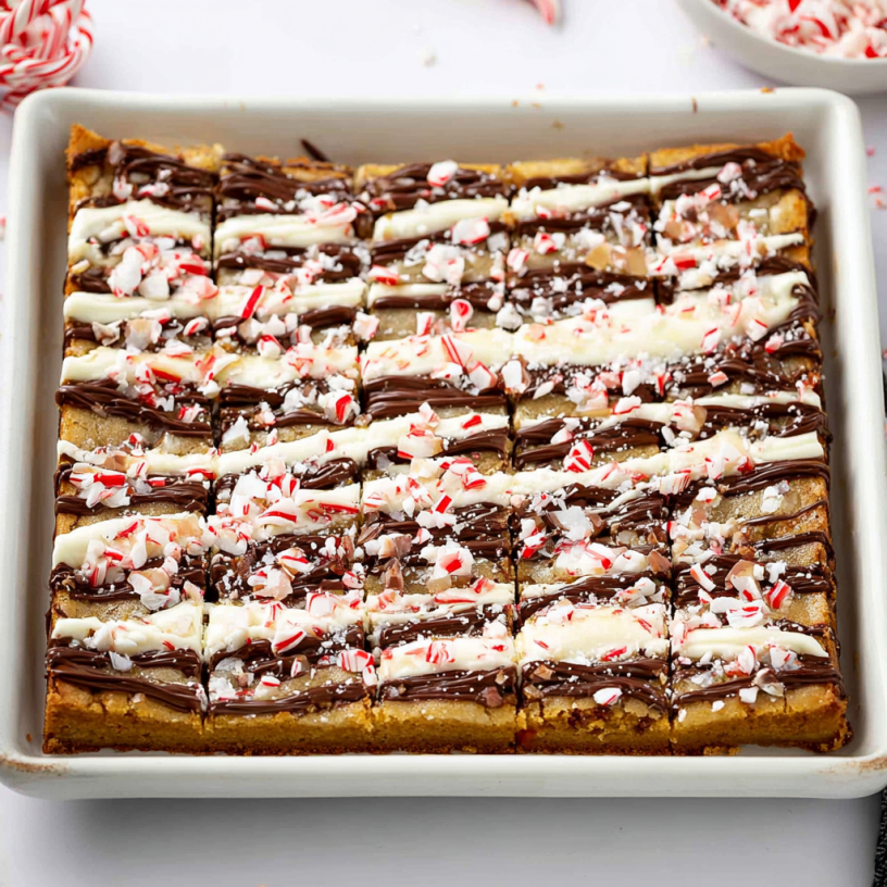 Wholesome Holiday Peppermint Bark Blondies! Recipe!