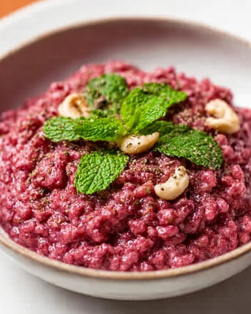 Blushing Beet & Barley Risotto with Creamy Cashews
