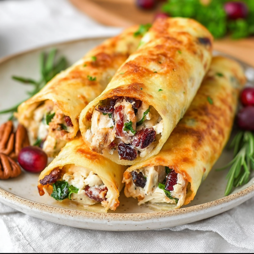 Crispy Low Carb Cranberry Pecan Chicken Roll Ups