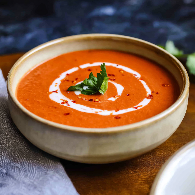 Easy Homemade Creamy Roasted Red Pepper Gouda Soup