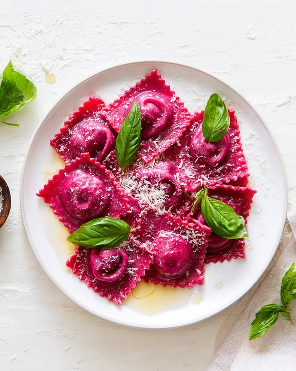 Heartbeet Ravioli Kisses with Creamy Ricotta Recipe