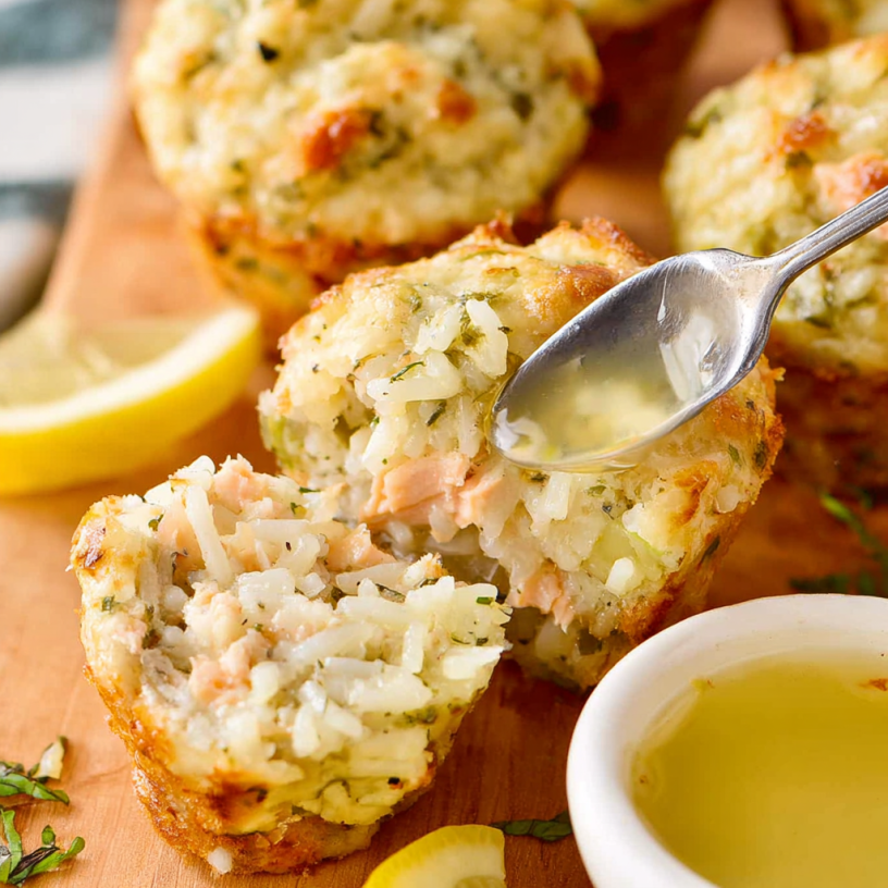 Lemon Butter Salmon Rice Muffins: Quick Dinner Idea