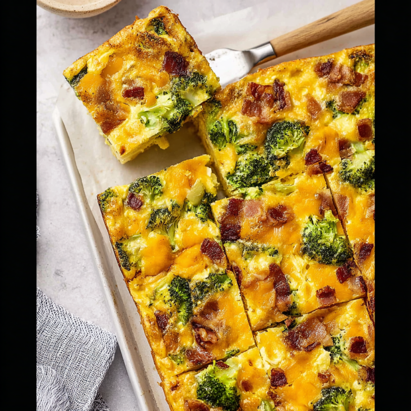 Quick & Easy Sheet Pan Veggie & Bacon Frittata!