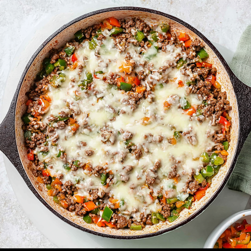 Quick & Easy Stuffed Pepper Skillet Dinner Recipe!