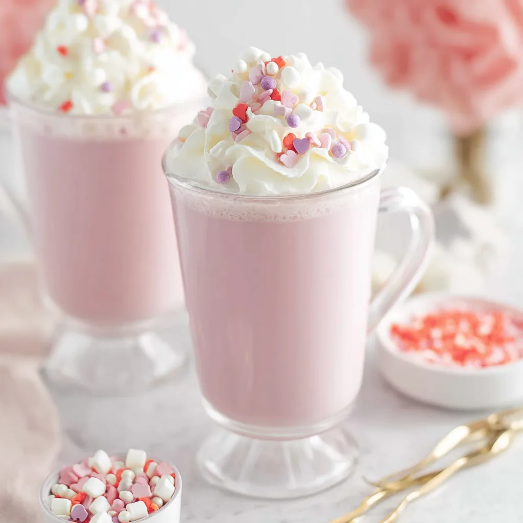 Sweet Pink Valentine's Hot Cocoa! Easy Recipe.