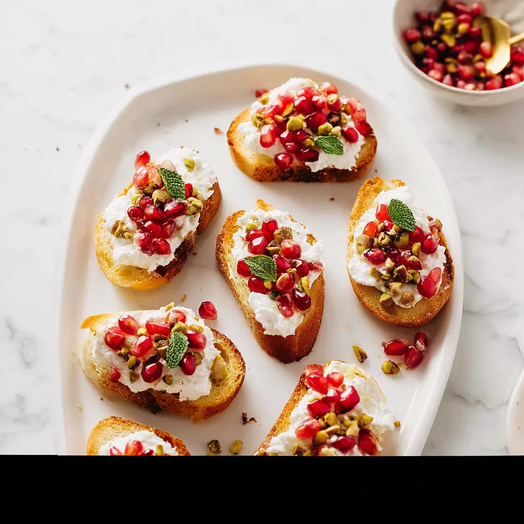 Sweetheart Crostini Recipe: Pomegranate & Pistachio