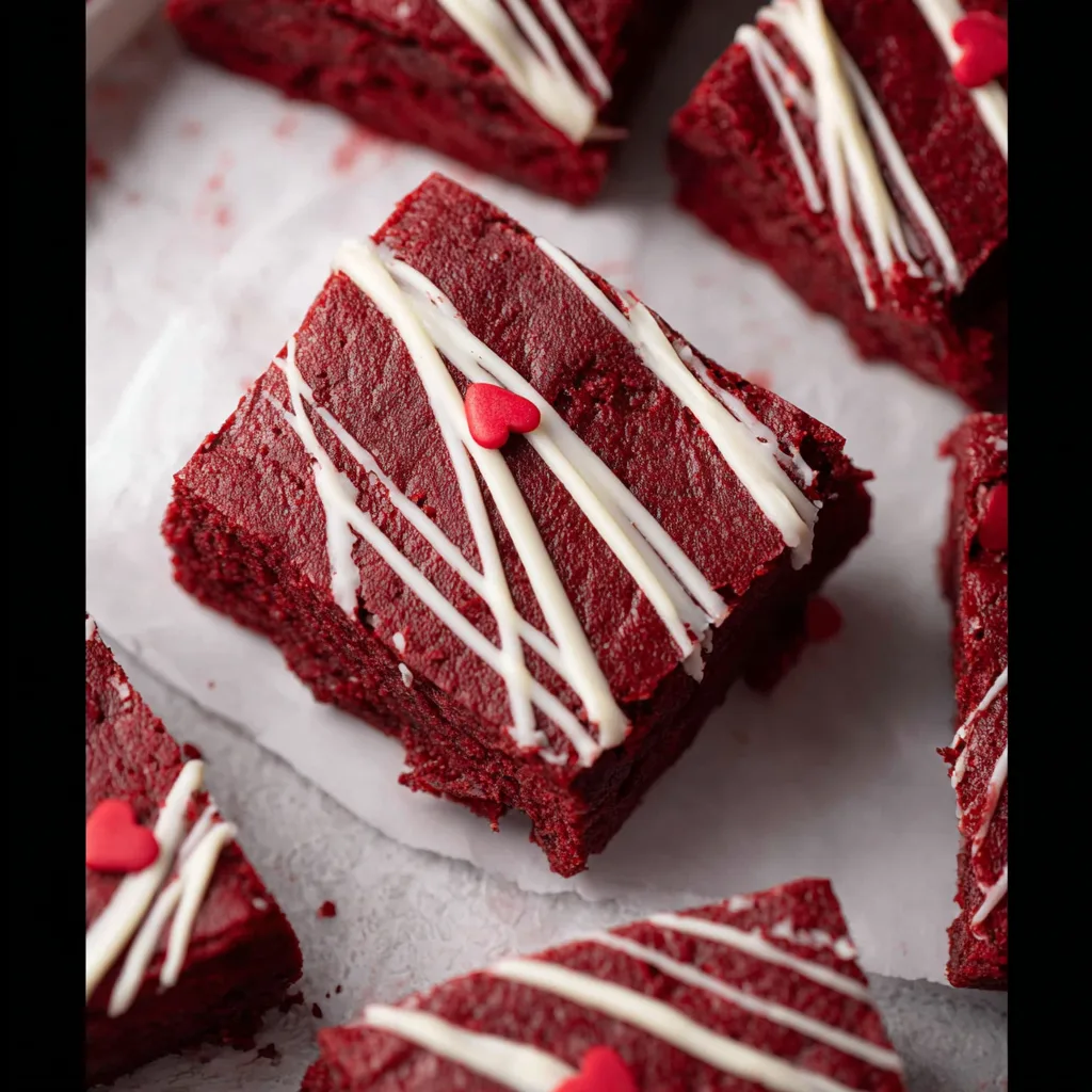 Valentine's Day Fudgy Red Velvet Brownies Recipe