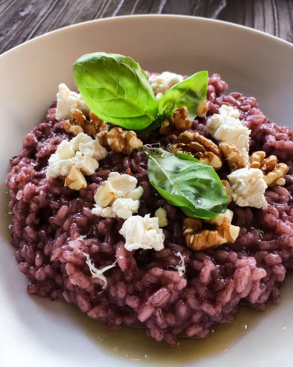 Velvet Valentine Risotto with Goat Cheese & Walnuts