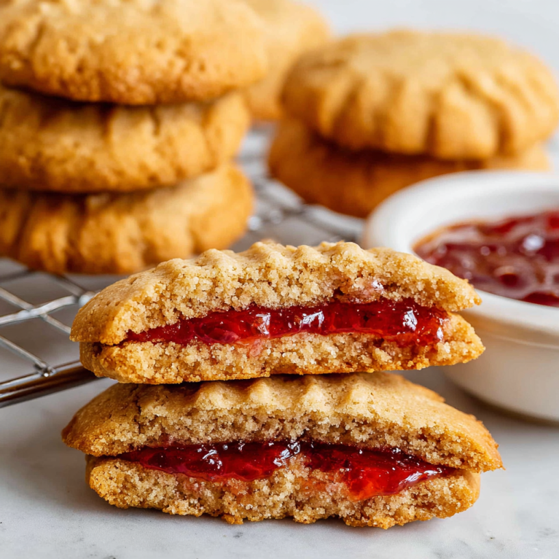 Your New Favorite Peanut Butter Jelly Stuffed Cookies