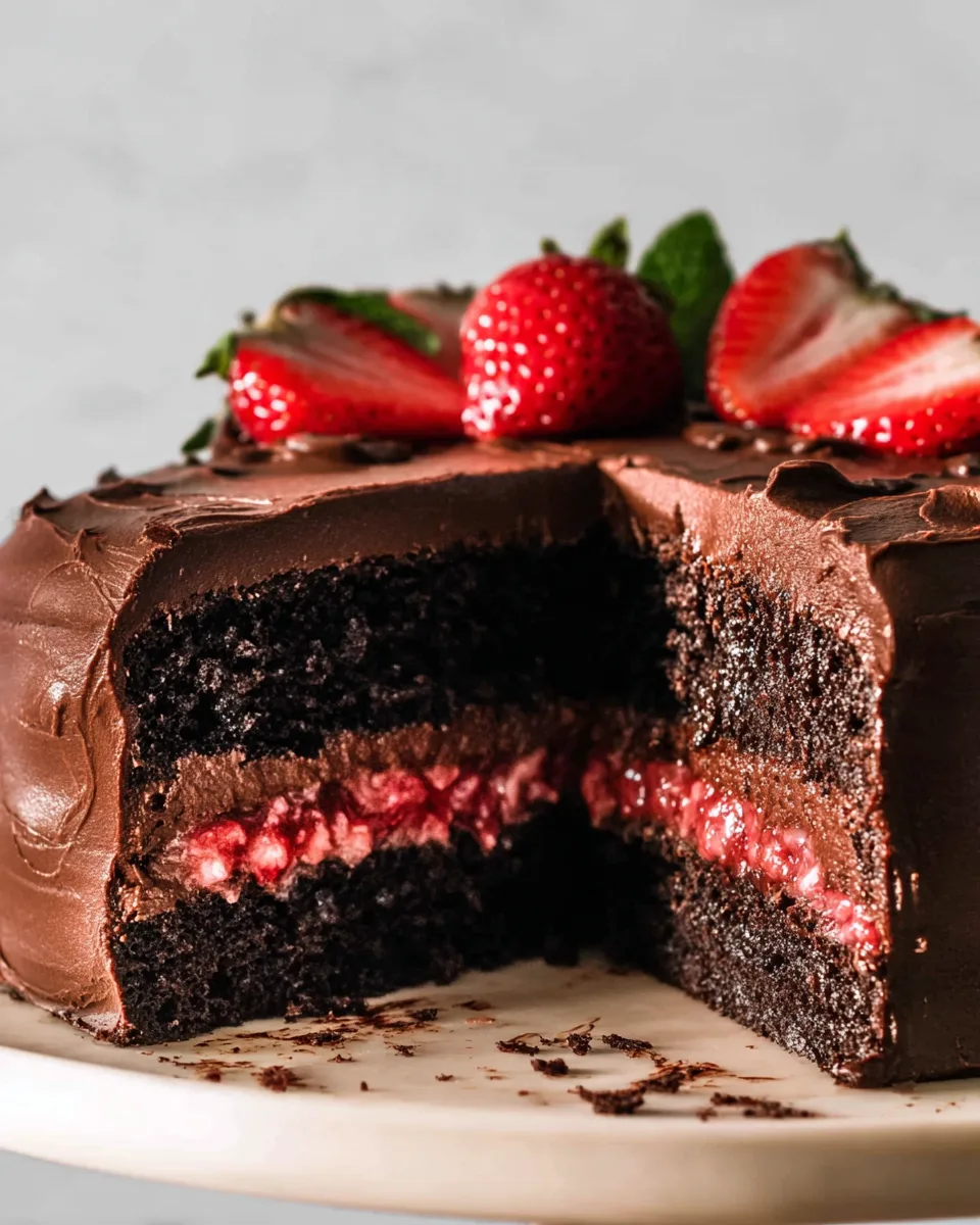 Chocolate Cake with Strawberry Filling Recipes!