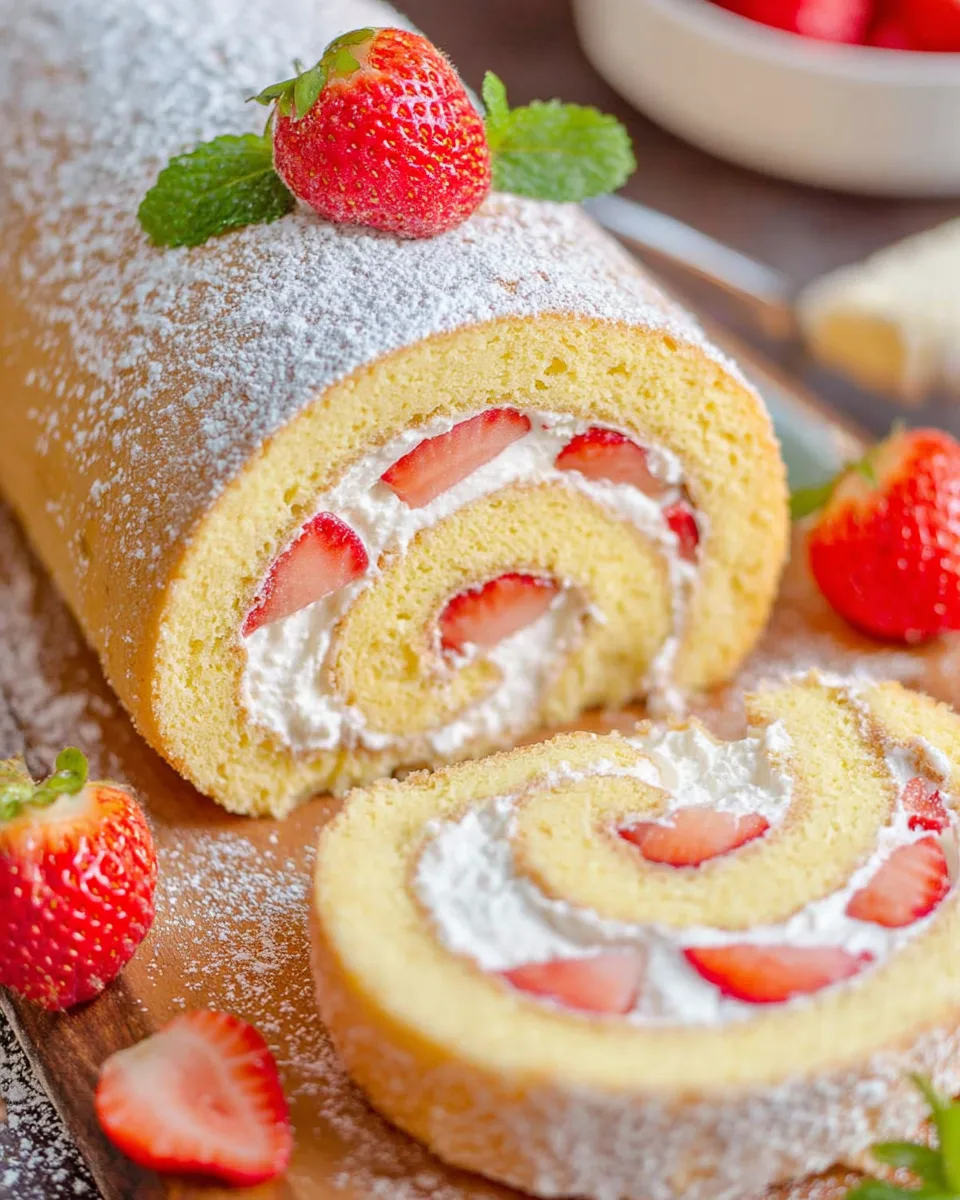 Easy Delicious Light Strawberry Cloud Roll Recipe!