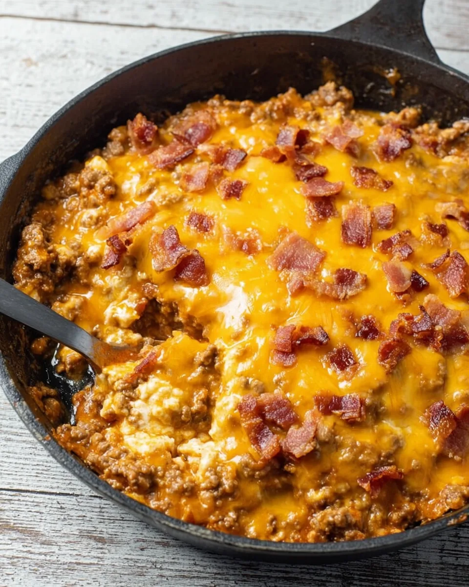 Easy Keto Cheeseburger Skillet Casserole