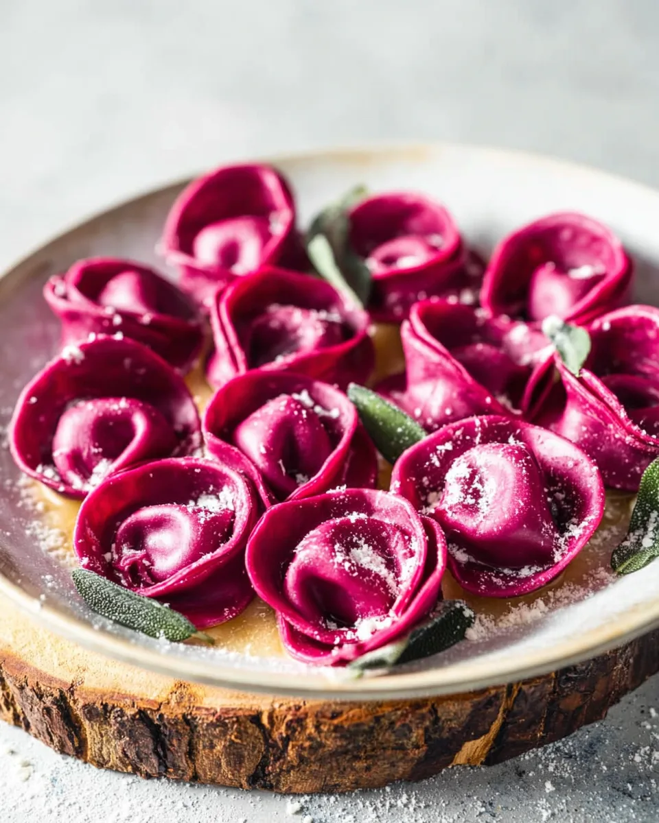 Romantic Ruby Beet Tortellini with Creamy Mushroom Love!