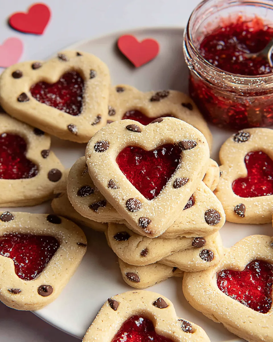 Sweet Strawberry & Choc Chip Heart Cookies Recipe