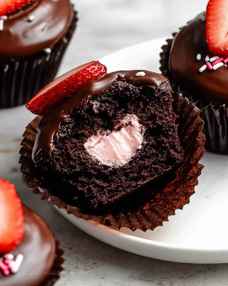The Best Sweet Strawberry Kiss Chocolate Cupcakes