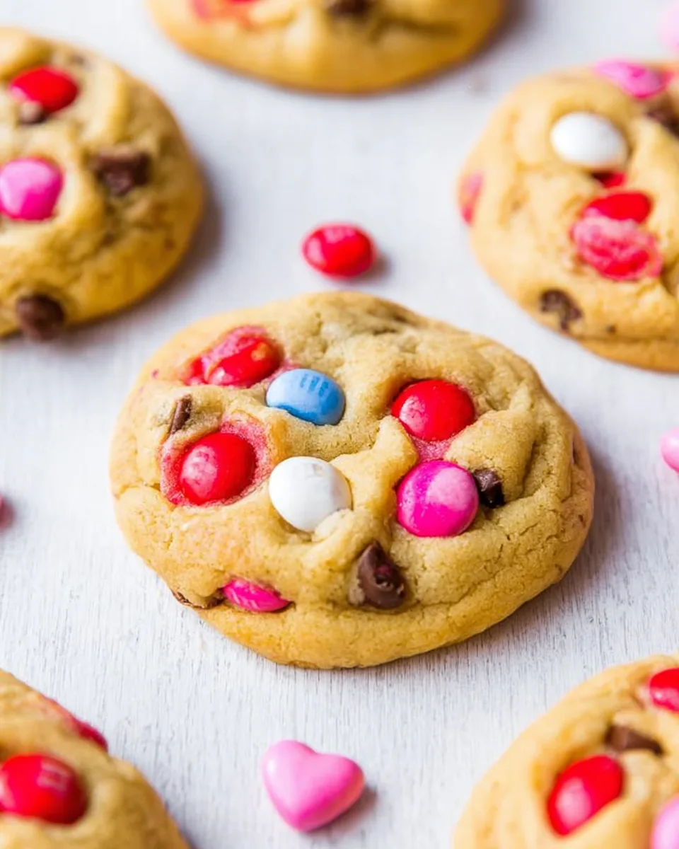 Velvet M&M Sweetheart Cookies - So Delicious Treat!