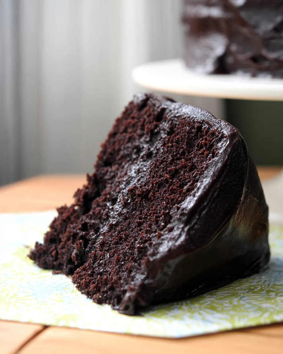 Wholesome Double Choc Cake with Black Velvet Icing