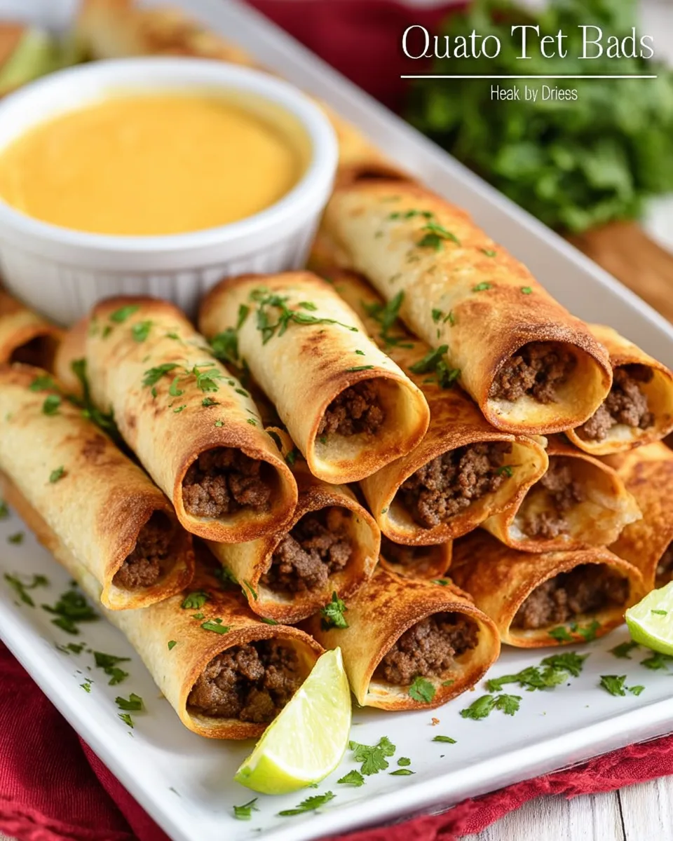 Best Baked Beef Flautas with Queso Dip Recipe